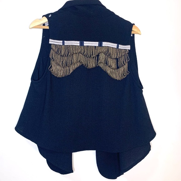Line & Dot  Vests Dark Blue Embroidered Size L - Picture 4 of 6